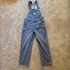 Levi’s Black Denim Overalls with Frayed Hem